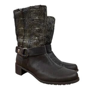Stuart Weitzman Pimlico Coated Knit Leather Mid Calf Boots Size 9